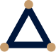 A dark blue triangle with rounded gold corners.