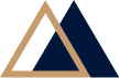Two overlapping triangles, one gold and one dark blue, forming a geometric design.