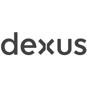 Logo for Dexus, featuring the stylized wordmark in dark gray.